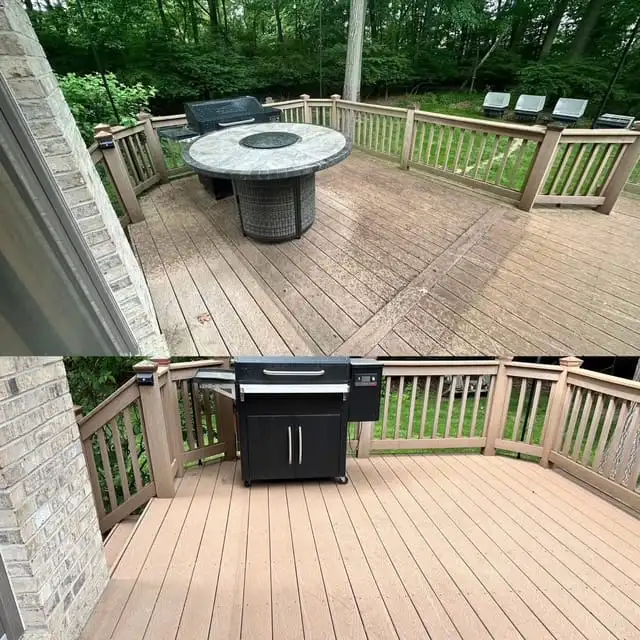 Composite deck before and after cleaning by TPP Soft Wash