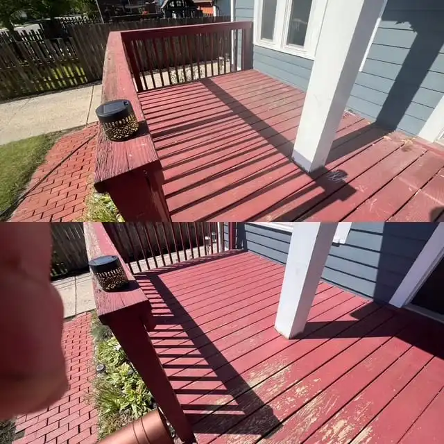 Painted deck pressure wash refresh in Saline MI