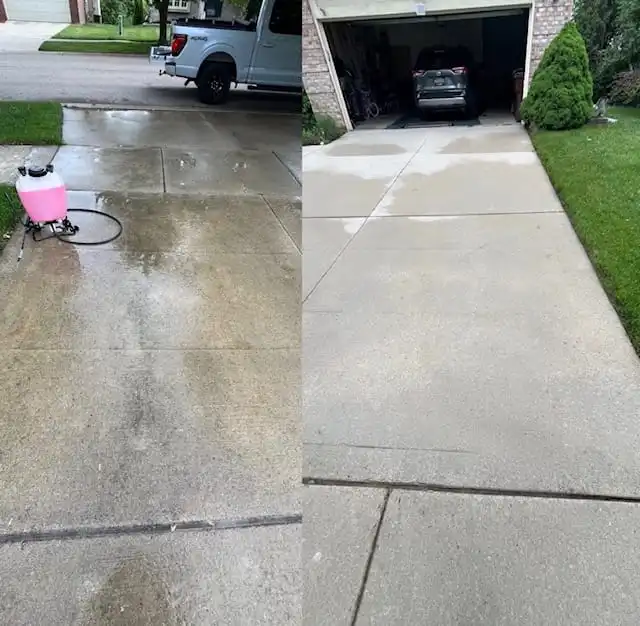 Driveway cleaning side by side comparison in Saline MI