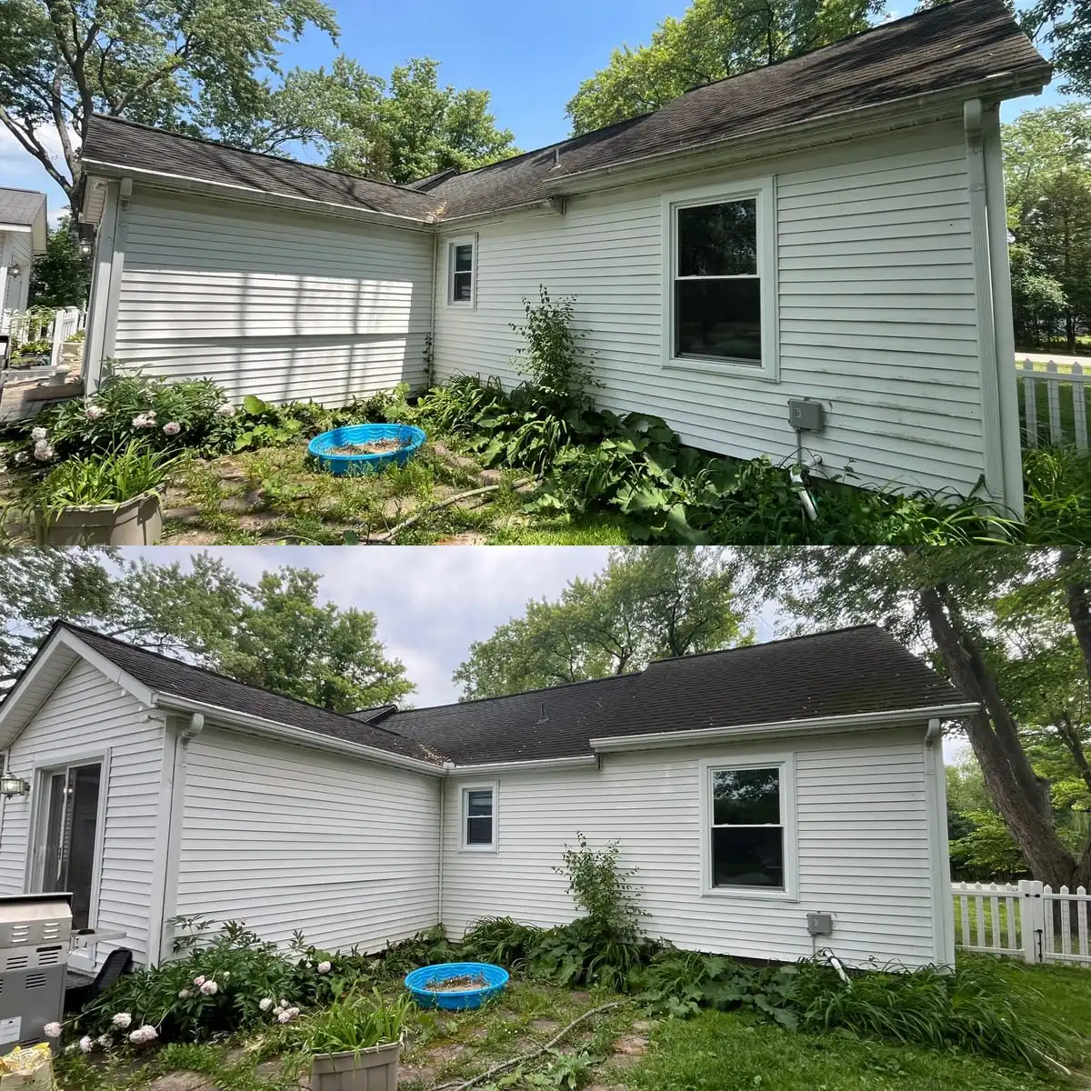 Vinyl siding deep clean before and after in Saline MI