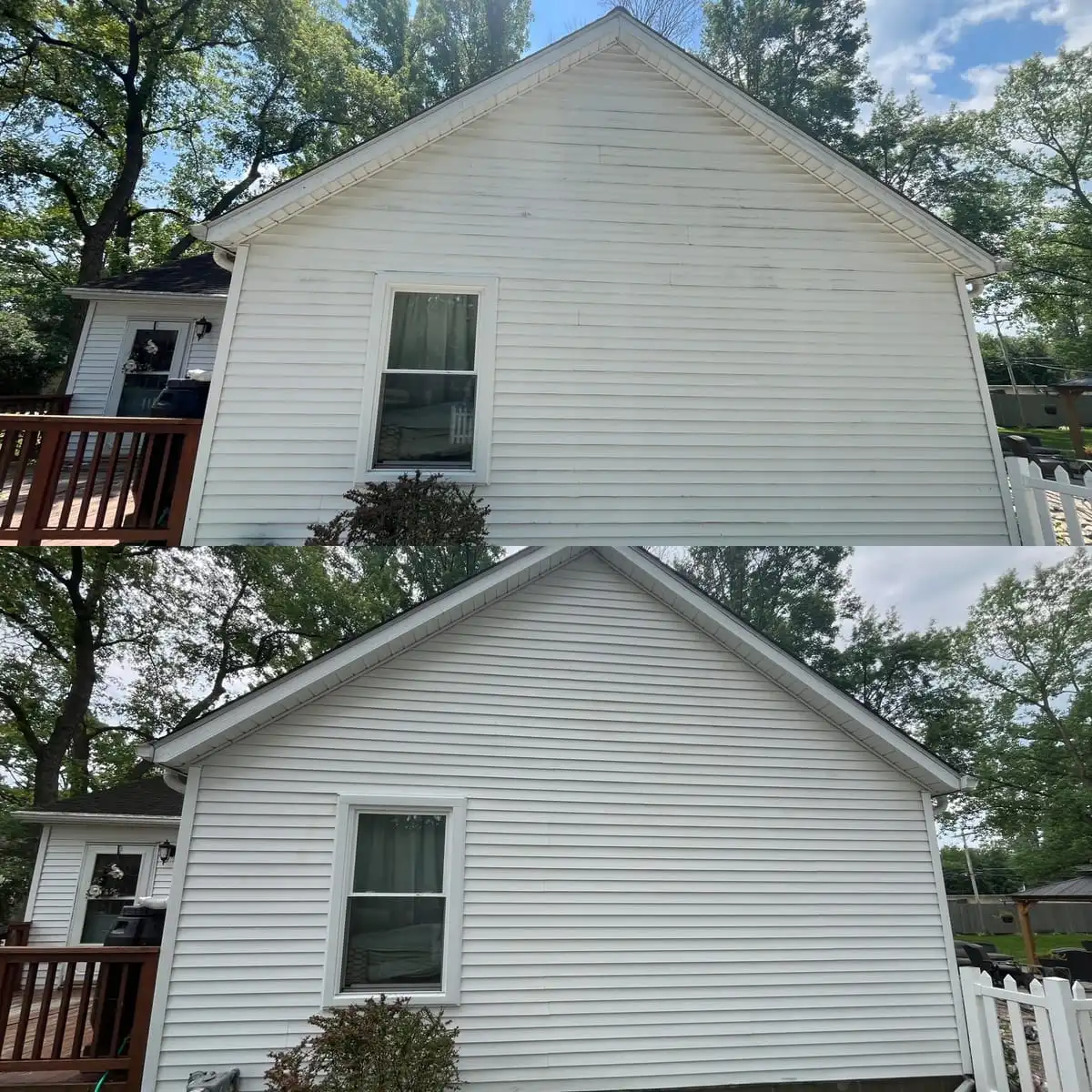 Gable and siding soft wash cleaning in Saline MI