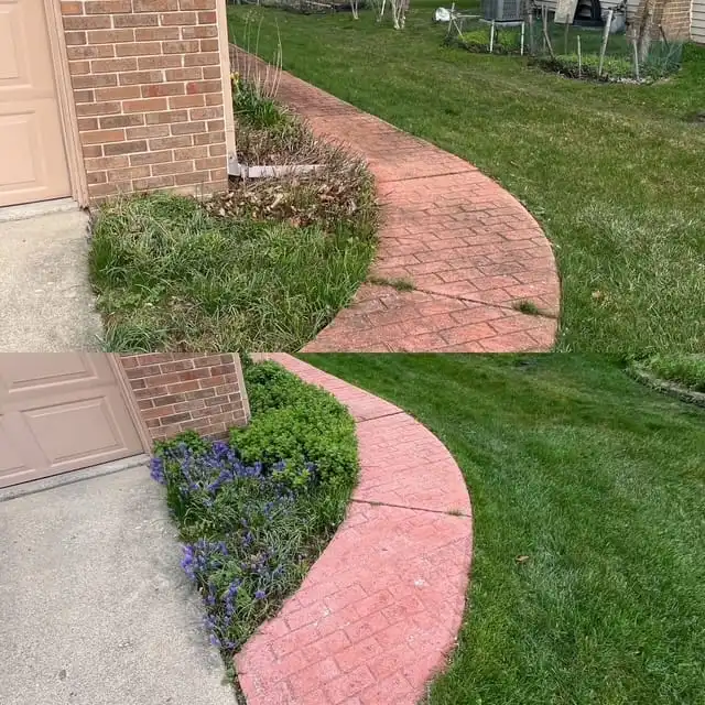 Brick pathway pressure washing restoration in Saline MI
