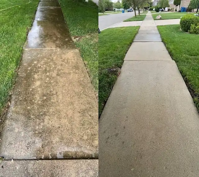 Sidewalk restoration pressure washing in Saline MI