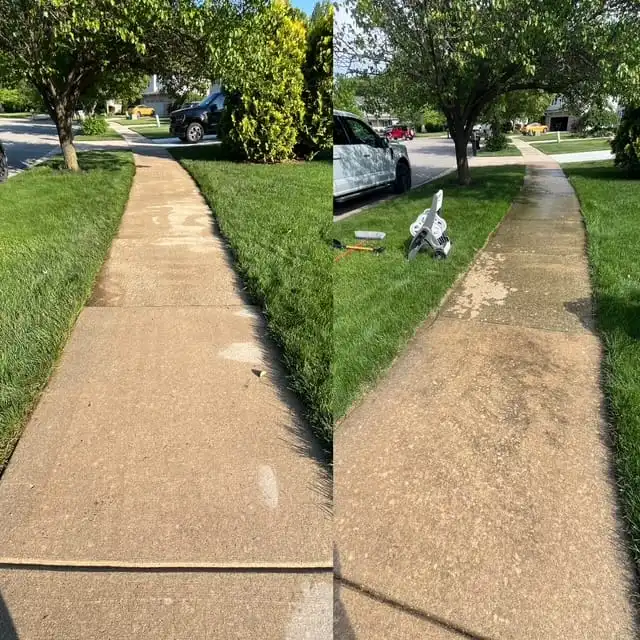 Sidewalk deep clean before and after in Washtenaw County