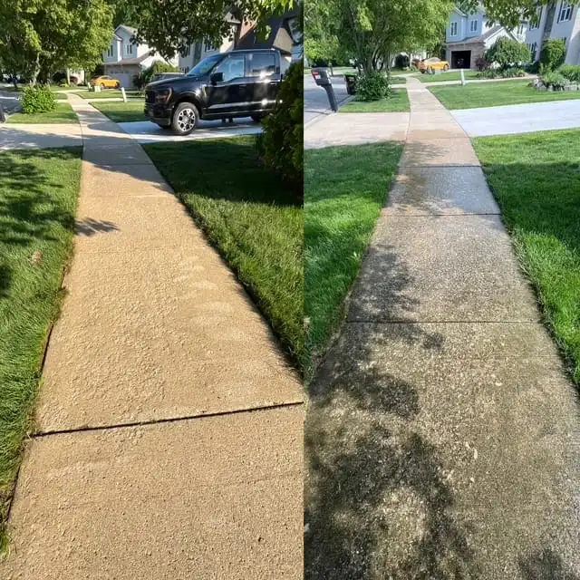 Sidewalk pressure washing in Saline MI